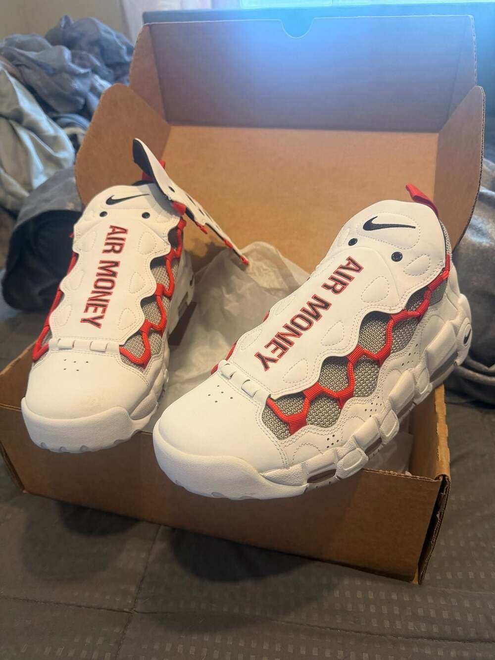 New Nike Air More Money sz 11 Habanero Red Sneakers